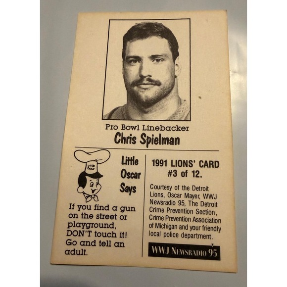 1991 Oscar Mayer Detroit Lions Football Cards Chris Spielman Barry Sanders - Picture 2 of 16